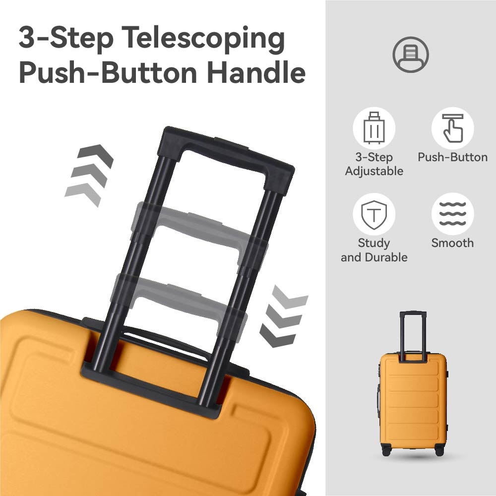 Luggage Sets ABS Hardshell 3pcs Luggage, Lightweight Durable Suitcase Sets Spinner Wheels Suitcase 20''24''28'' (Yellow)_voghion.com